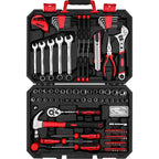 Tool Set:158 Piece Home Tool Kit, Household Basic Repair Tool Set Comes with Plastic StoraCase-Red