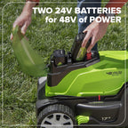 48V (24V x 2) 17" Cordless (Push) Lawn Mower (200+ Compatible Tools), (2) 4.0Ah Batteries and Dual Port Rapid Charger Included