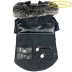 Pet Life Black Denim Choppered Dog Coat Small - (10"-12" Neck to Tail) - Pack of 10