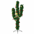 7 ft. Pre-Lit Cactus Artificial Christmas Tree with LED Lights and Ball Ornaments