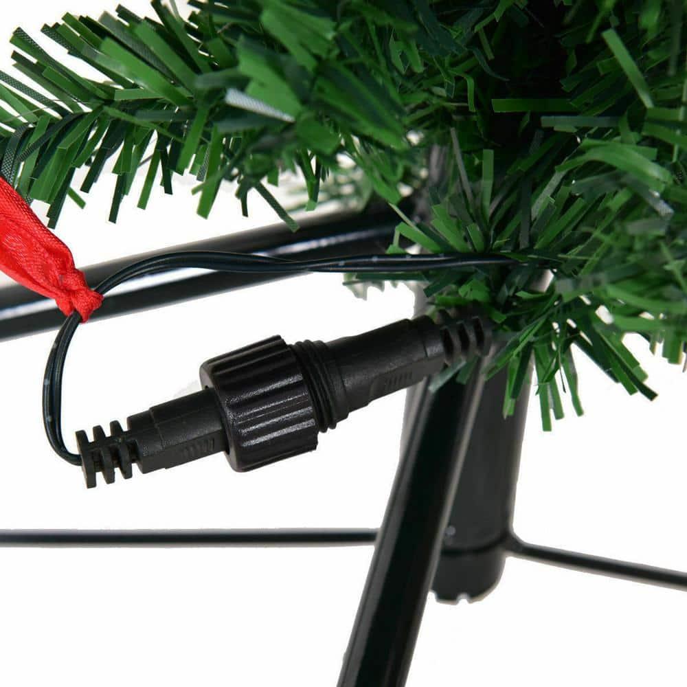 7 ft. Pre-Lit Cactus Artificial Christmas Tree with LED Lights and Ball Ornaments