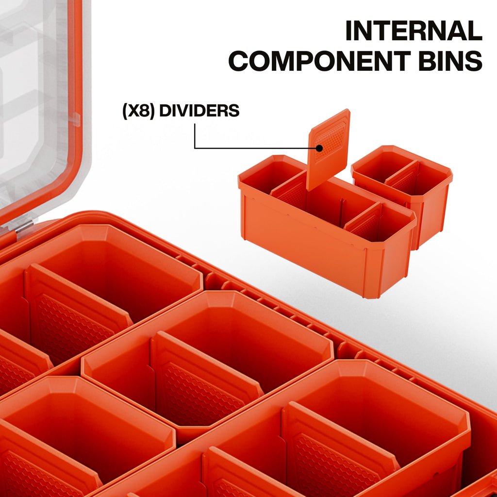 54500MBX MODbox Tall Compartment Box, Half-Width Tool Organizer, Small Parts Tool Box with 10 Compartments, 4 Removable Bins, Stackable Module