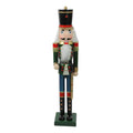 36.75 in. Green and Blue Glittered Wooden Christmas Nutcracker Soldier with Sword