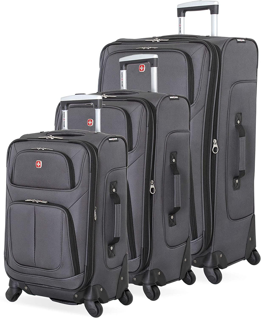 Sion Softside Luggage with Spinner Wheels, Dark Grey, 3-Piece Set (21/25/27)