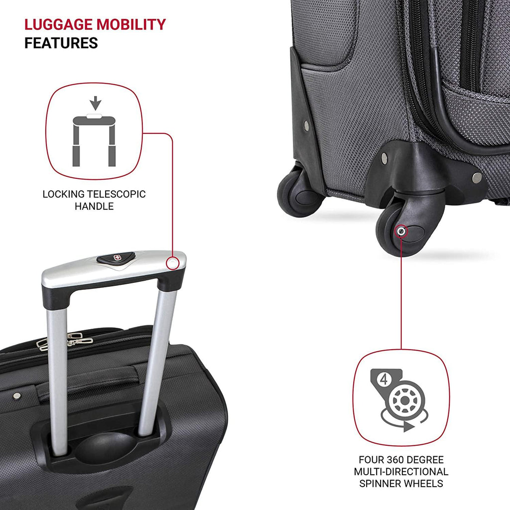 Sion Softside Luggage with Spinner Wheels, Dark Grey, 3-Piece Set (21/25/27)