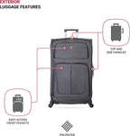 Sion Softside Luggage with Spinner Wheels, Dark Grey, 3-Piece Set (21/25/27)