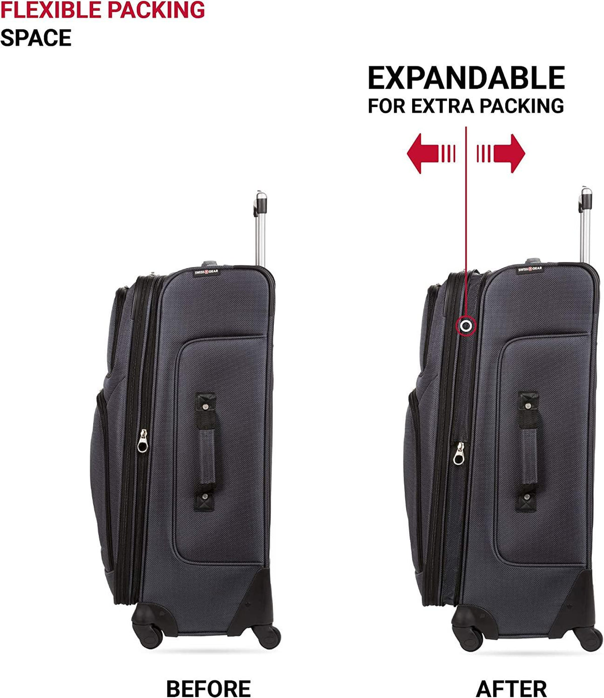 Sion Softside Luggage with Spinner Wheels, Dark Grey, 3-Piece Set (21/25/27)