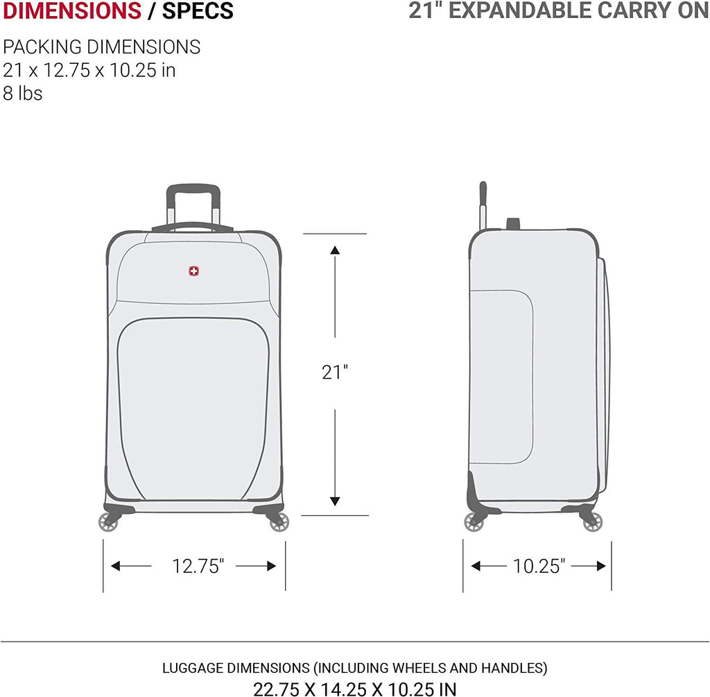Sion Softside Luggage with Spinner Wheels, Dark Grey, 3-Piece Set (21/25/27)