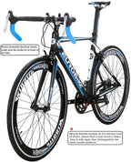 Eurobike Road Bike HYXC7000 Aluminum 54cm Frame 14 Speed Road Bicycle Blue