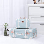 Luggage Set 3 Piece Trolley Suitcase with TSA Lock for Women (Embossed Blue, 26in 20in 12in)
