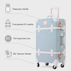 Luggage Set 3 Piece Trolley Suitcase with TSA Lock for Women (Embossed Blue, 26in 20in 12in)