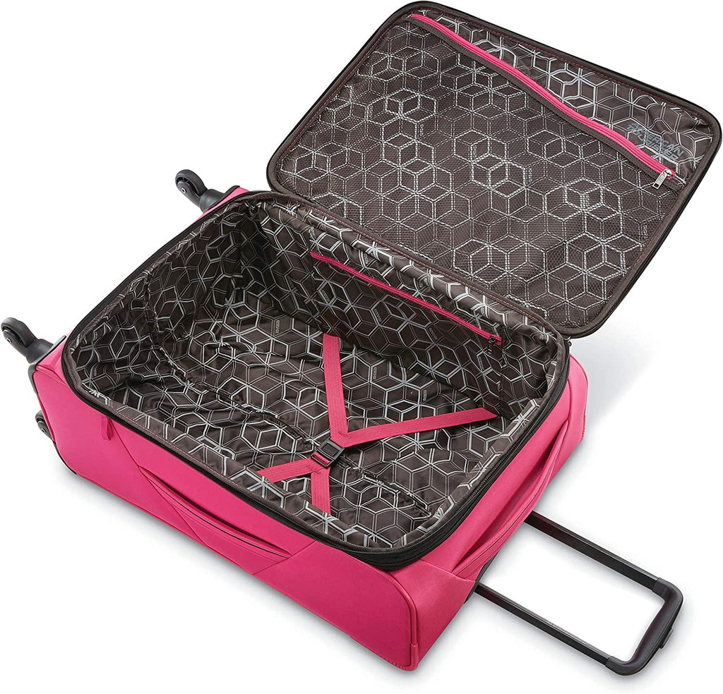 4 Kix Expandable Softside Luggage with Spinner Wheels, Pink, Checked-Medium 25-Inch