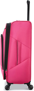 4 Kix Expandable Softside Luggage with Spinner Wheels, Pink, Checked-Medium 25-Inch