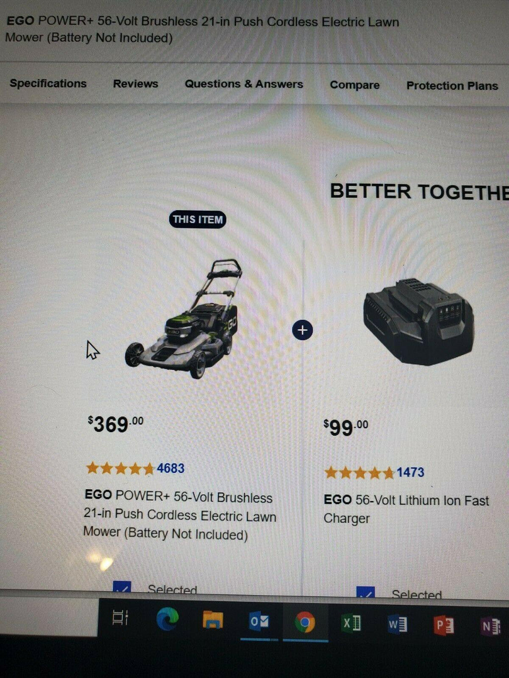 ego lawn mower LM2100 mower with 56 volt battery + fast charger  - used 3 times!