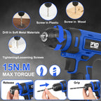 Tool Set with 8V Cordless Drill, 369-Piece Home Tool Kit with Drill Driver, Toolbox StoraCase with Drawer, General Household Tools for Home Repairs and DIY, Handyman (Blue)