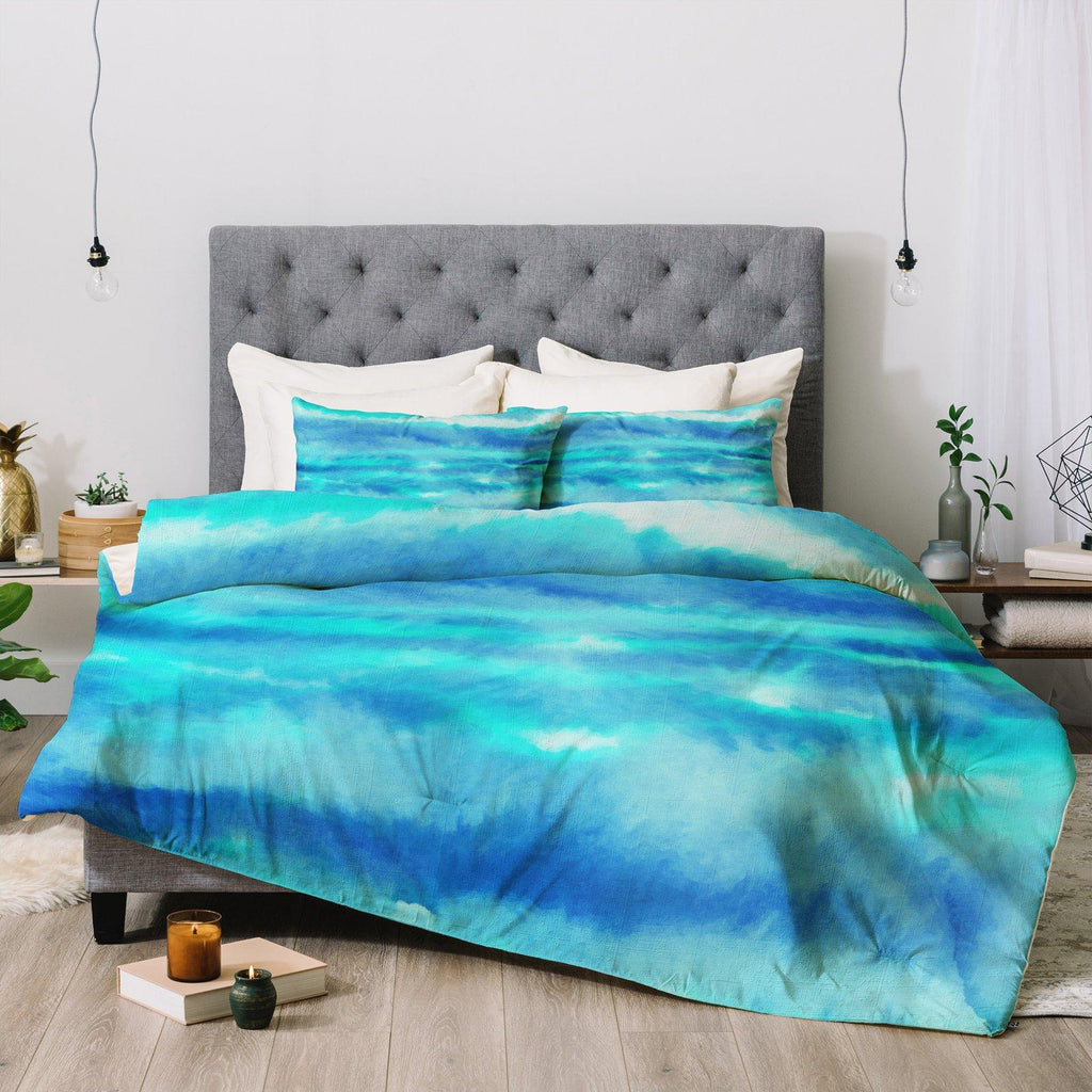 Jacqueline Maldonado Ombre Waves Blue Green Comforter by Deny s