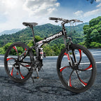 Campingsurvivals 26" Folding Mountain Bike, for Men and Women, Black