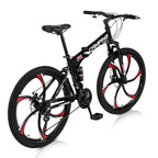 Campingsurvivals 26" Folding Mountain Bike, for Men and Women, Black