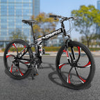 Campingsurvivals Folding Mountain Bike, 21 Speed Steel Adult Bicycle, with 26" Wheel, Black