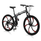 Campingsurvivals 26" Folding Mountain Bike, for Men and Women, Black