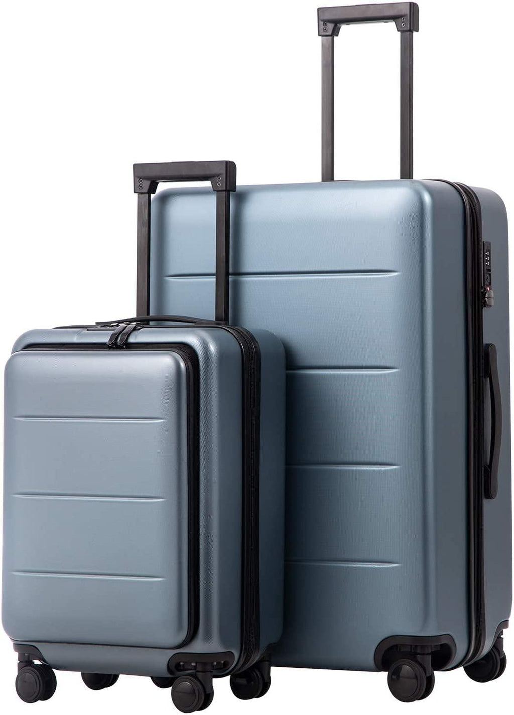 Luggage Suitcase Piece Set Carry On ABS+PC Spinner Trolley with pocket Compartmnet Weekend Bag(Night navy, 2-piece Set)
