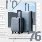 Luggage Suitcase Piece Set Carry On ABS+PC Spinner Trolley with pocket Compartmnet Weekend Bag(Night navy, 2-piece Set)