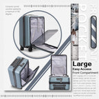 Luggage Suitcase Piece Set Carry On ABS+PC Spinner Trolley with pocket Compartmnet Weekend Bag(Night navy, 2-piece Set)