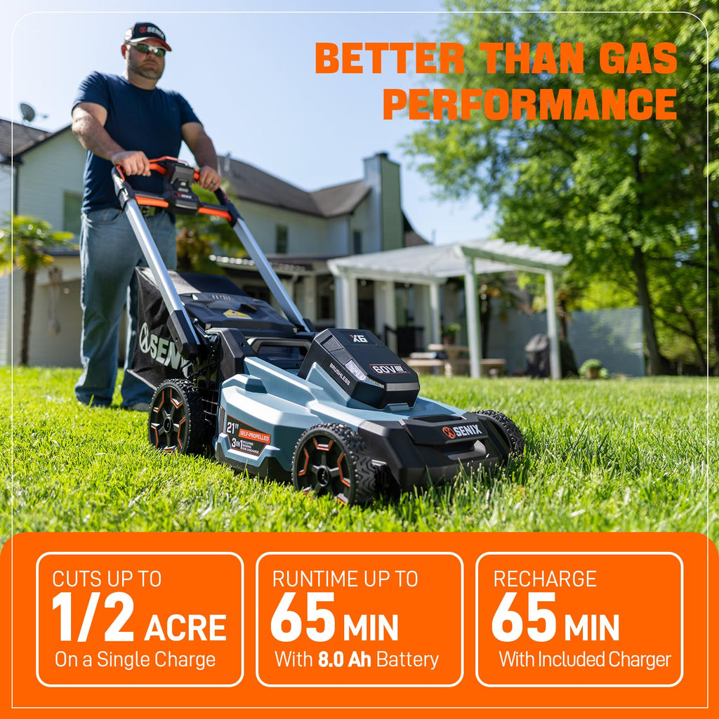 X6 60V Max 21" Self-Propelled Mower, 3-in-1 w/ 8Ah Battery &amp; Charger, Smart Display, 7-Level Adj. (Note: Battery &amp; Mower Shipped Separately)
