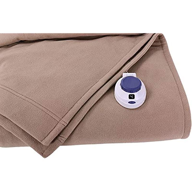SoftHeat by Perfect Fit | Luxury Fleece Electric Heated Blanket with Safe &amp; Warm Low-VoltaTechnology (Full, Beige)
