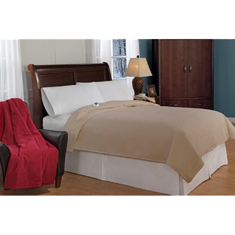 SoftHeat by Perfect Fit | Luxury Fleece Electric Heated Blanket with Safe &amp; Warm Low-VoltaTechnology (Full, Beige)
