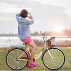 HOMBOM Women Cruiser Bike, Bicycle for Women with Lightweight Aluminum Frame and Fork with Front and Rear Fenders, 1-Speed Drivetrain,Brown