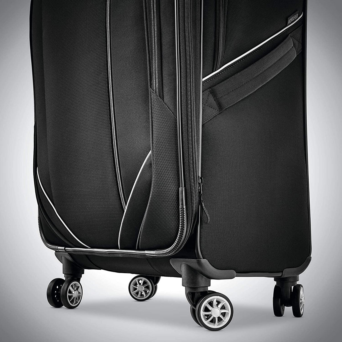Zoom Turbo Softside Expandable Spinner Wheel Luggage, Black, Checked-Large 28-Inch