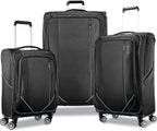 Zoom Turbo Softside Expandable Spinner Wheel Luggage, Black, Checked-Large 28-Inch