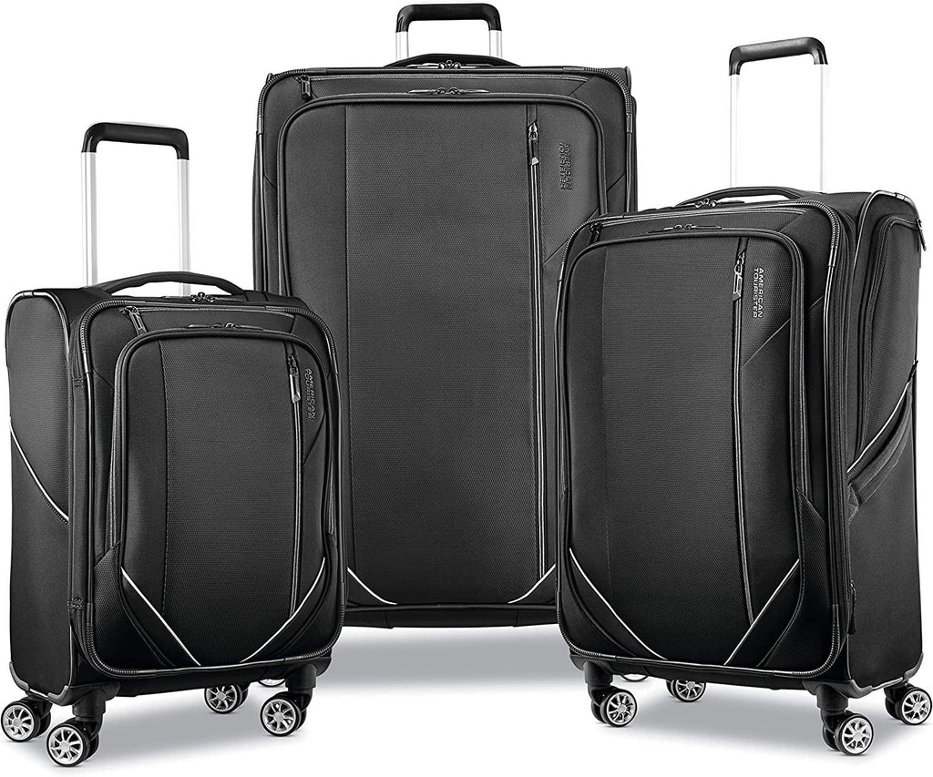 Zoom Turbo Softside Expandable Spinner Wheel Luggage, Black, Carry-On 20-Inch