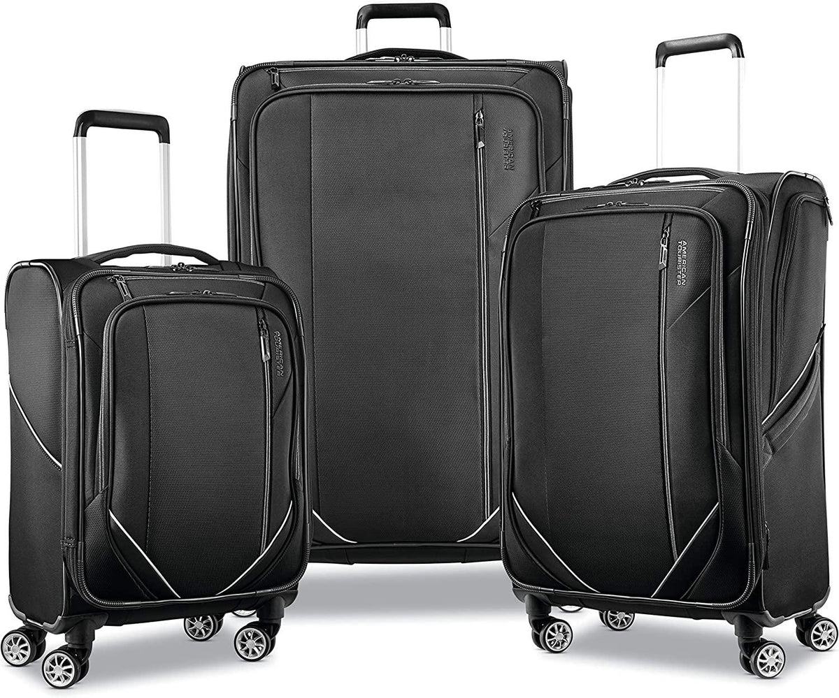 Zoom Turbo Softside Expandable Spinner Wheel Luggage, Black, Carry-On 20-Inch
