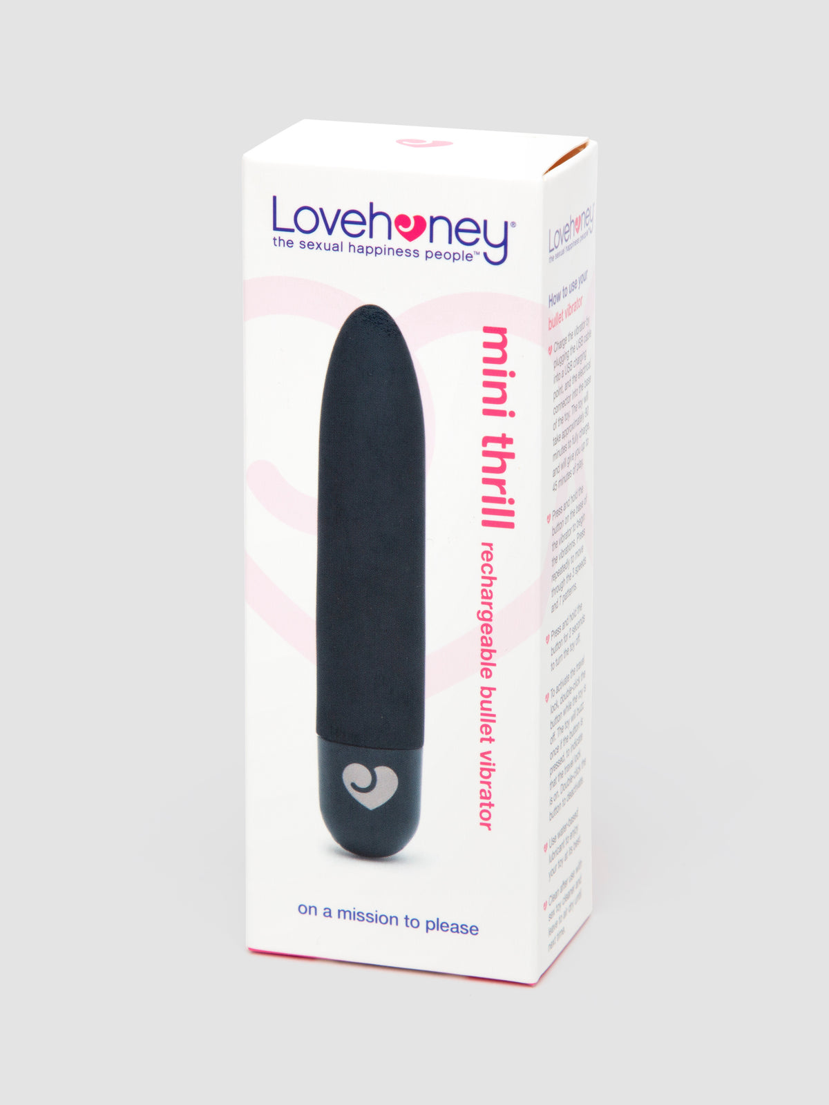 Lovehoney Mini Thrill Rechargeable Silicone Bullet Vibrator, Black | Black