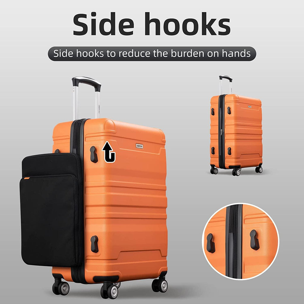Expandable ABS Hardshell Luggage Sets 3 Piece Suitcase with Spinner Wheels Suit Case Lightweight, Orange, (20/24/28)