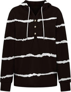 Womens Shirts Long Sleeve Drawstring Pullover Sweatshirts Hoodies Valentine's Day Apparel Striped Casual Tops Pullover