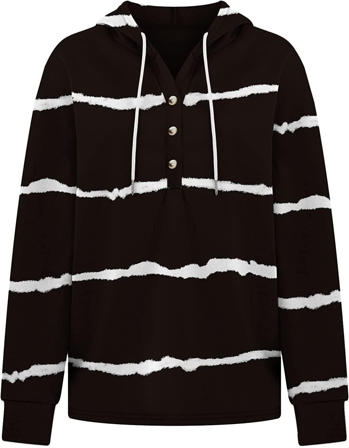 Womens Shirts Long Sleeve Drawstring Pullover Sweatshirts Hoodies Valentine's Day Apparel Striped Casual Tops Pullover