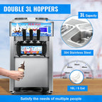 Soft Serve Ice Cream Machine, 18L/H Yield Commercial Ice Cream Maker, 1200W Countertop Soft Serve Ice Cream Maker with LCD Panel Puffing ShortaAlarm for Bars Coffee Shop Restaurant (ZM-168)
