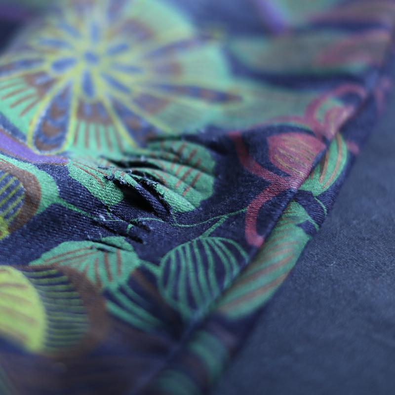 Loose Vintage Printed Zipper Jumpsuit