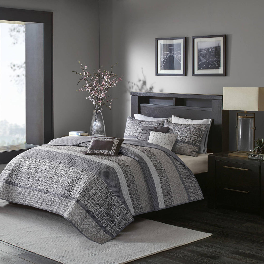 Home Essence Harmony 6PC Woven Jacquard Quilted Coverlet Bedding Set