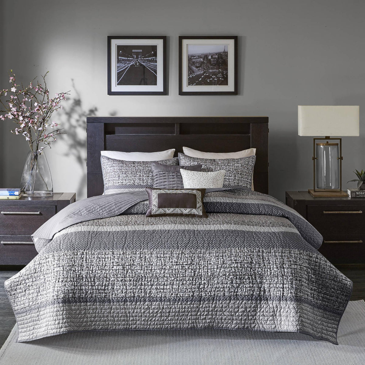 Home Essence Harmony 6PC Woven Jacquard Quilted Coverlet Bedding Set