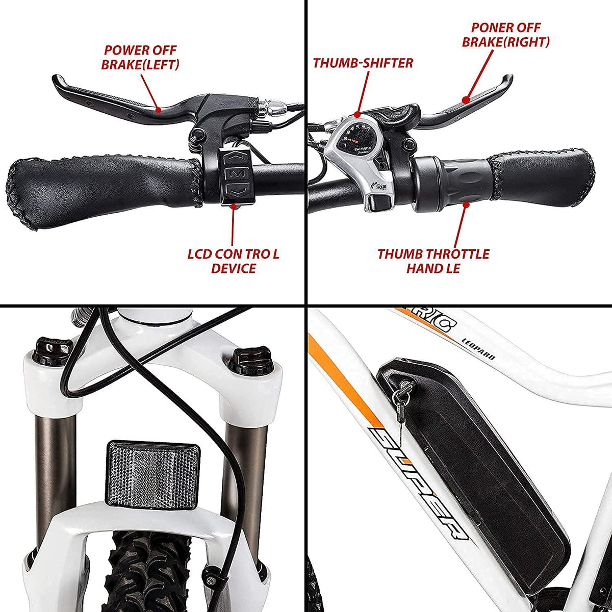 Mountain Beach EBike Electric Bicycle Bike 26" Alloy Frame with 500W Powerful Motor 13AH 36V Lithium Suspension Fork