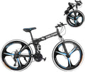 Folding Mountain Bike, 26-inch Outdoor Sports High Carbon Steel MTB Bicycle, Aluminum Wheel Rim, 21-Speed Rear Derailleur, Suitable for Men and Women Cycling Enthusiasts
