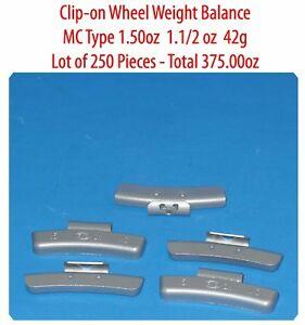 250 Pcs ZN CLIP-ON Wheel Weight  MC Type 1.50oz 1.1/2oz  42g Total 375 oz