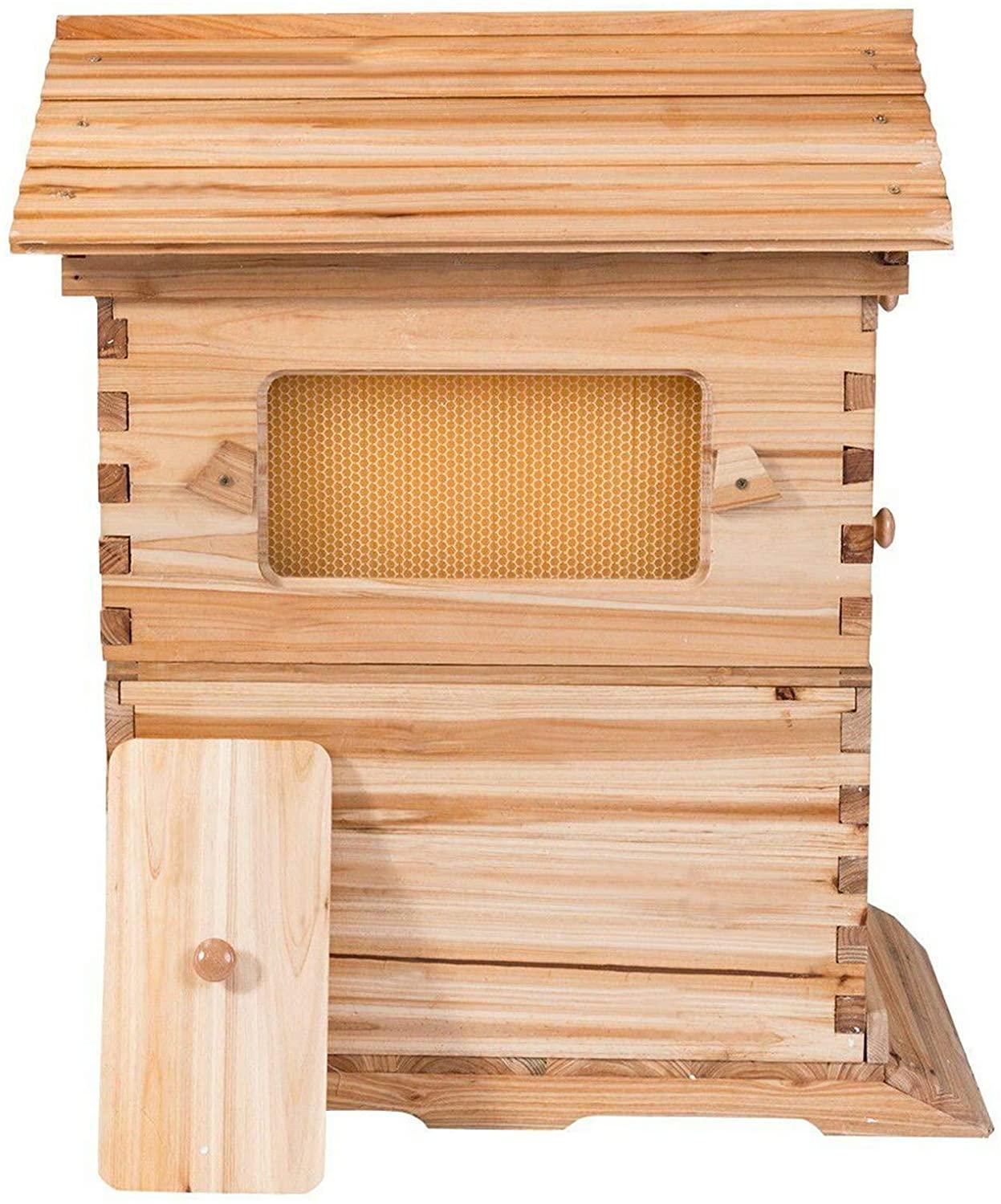 tberar wooden flow hive beehive house kit with 7pcs auto beehive frame comb, beekeeping wooden house beehive boxes, beehives and supplies starter kit for beekeepers