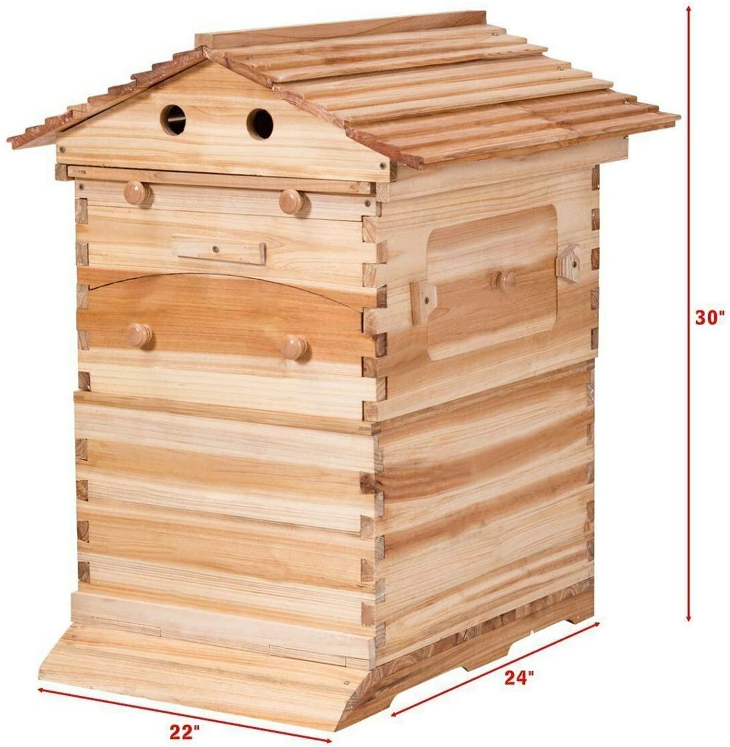 tberar wooden flow hive beehive house kit with 7pcs auto beehive frame comb, beekeeping wooden house beehive boxes, beehives and supplies starter kit for beekeepers