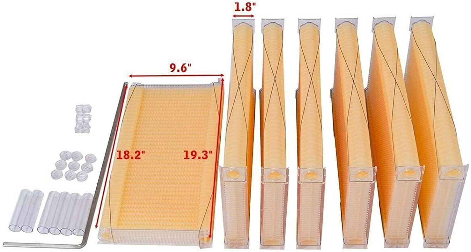 tberar wooden flow hive beehive house kit with 7pcs auto beehive frame comb, beekeeping wooden house beehive boxes, beehives and supplies starter kit for beekeepers