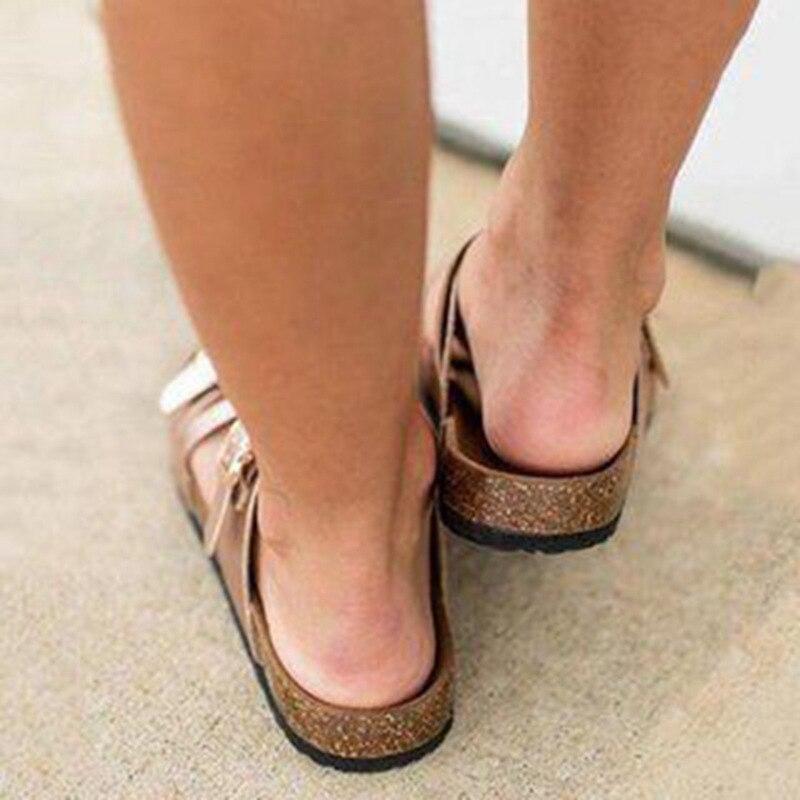 Fashion Women Summer Beach Flat Open Toe Leather Slippers